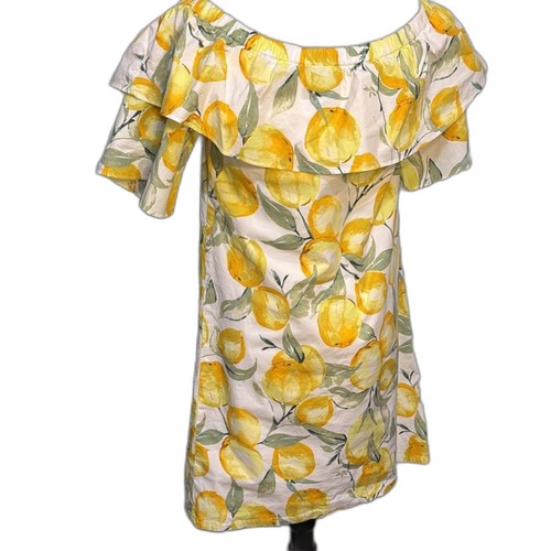 Betsey Johnson lemon off the shoulder cotton dress Size 10 - Picture 2 of 5