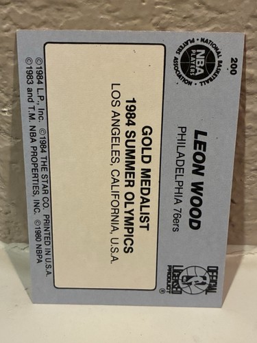 1984-85 Star Leon Wood #200 1984 Gold Medalist Rookie NRMT - Picture 2 of 2