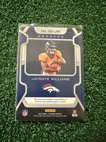 2021 PANINI PLAYBOOK GRIDIRON GEAR JAVONTE WILLIAMS PATCH ROOKIE RC #GG-JWI - Picture 2 of 2