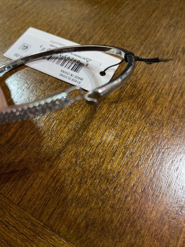 Coach Signature Silver-Tone Pave C Bar Hinged Bangle Bracelet Zirconia Accents - Picture 14 of 14