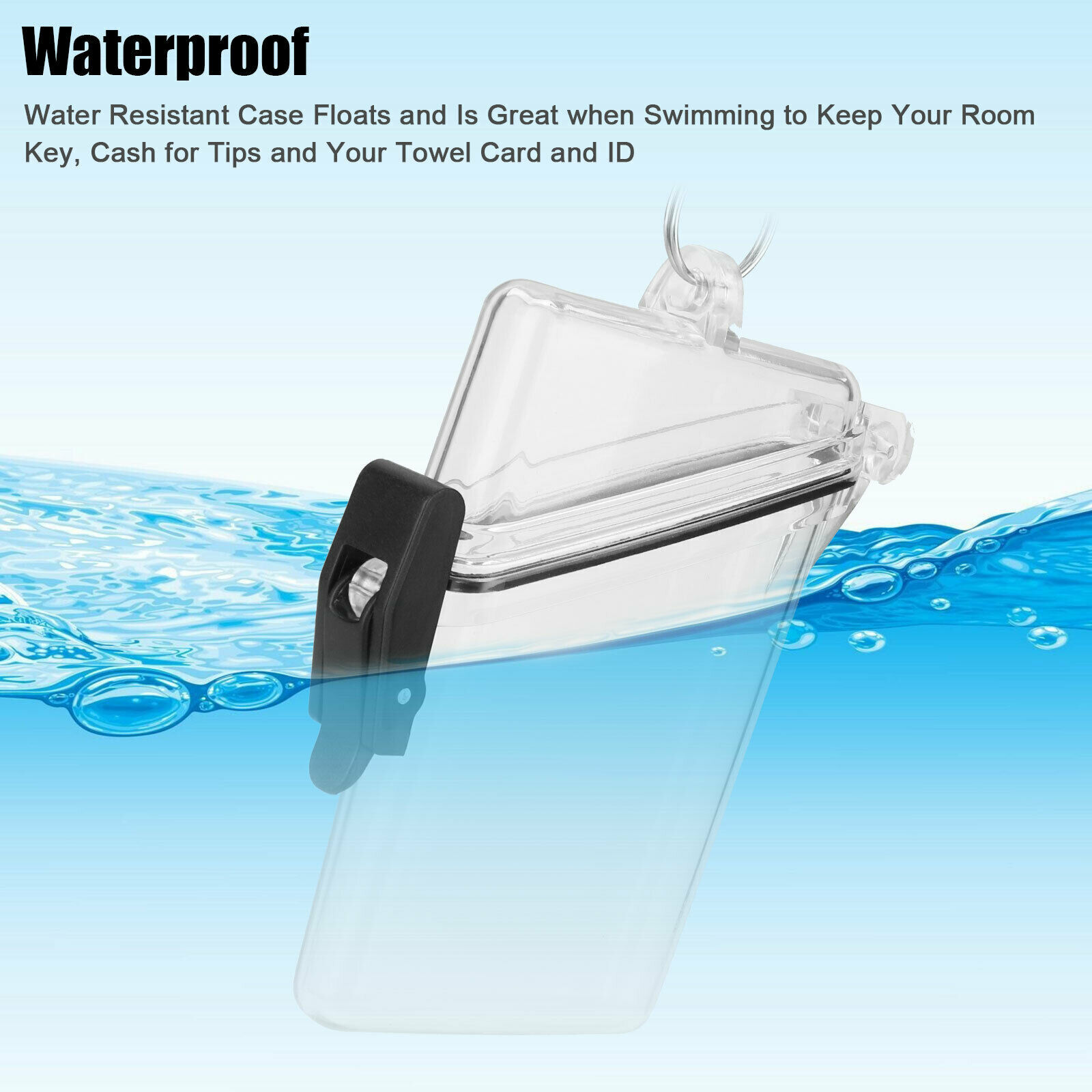 Waterproof Durable Clear Plastic Card Key Holder Case Protect With Lanyard - Picture 12 of 16