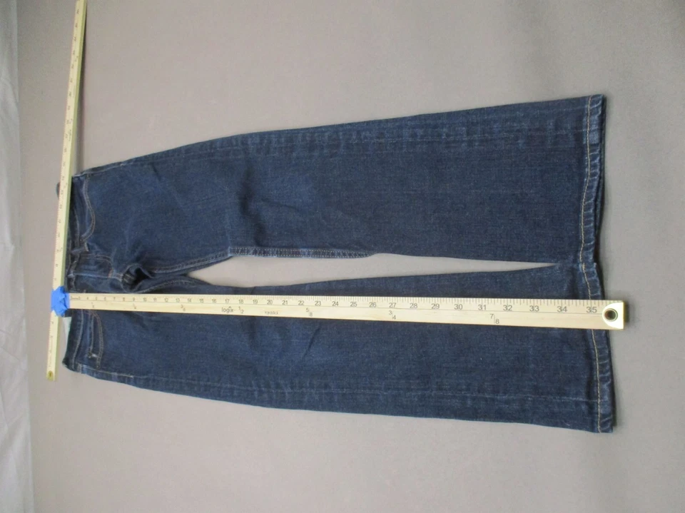 Pantalones de mezclilla rectos Abercrombie talla 14 niños unisex mezcla de algodón cremallera bolsillos mosca 952 Foto 3 de 4