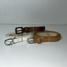 Women's Skinny Belts, Brown W/Brushed Nickel, White And Tan W/silver Buy 1 Or 3.