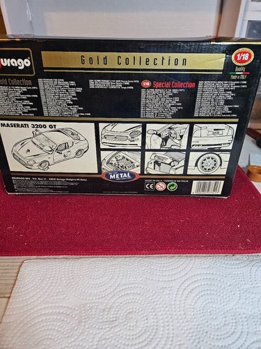BURAGO 1998 MASERATI 3200 GTGOLD COLLECTION COD3341 1/18 SCALE NIB - Picture 9 of 12