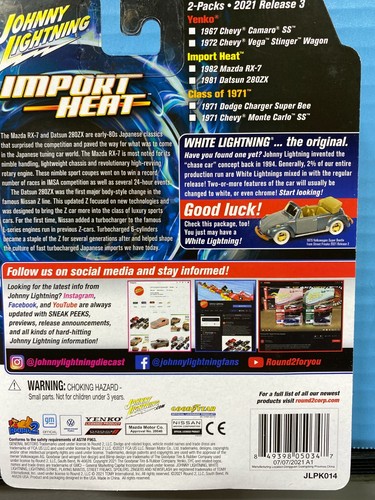 1/64 JOHNNY LIGHTNING IMPORT HEAT 2 CAR SET 82 MAZDA RX-7 BLUE 81 DATSUN 280ZX - Picture 4 of 4