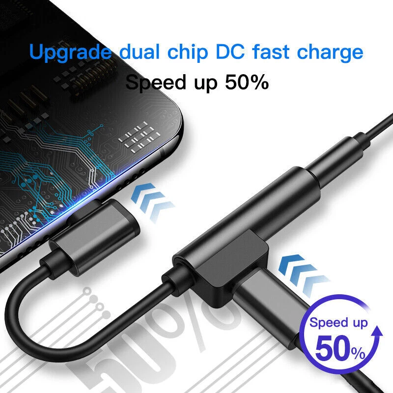 USB Typ C auf 3,5mm AUX Adapter USB C zu Klinke 2 in 1 Ladekabel - Bild 3 von 4