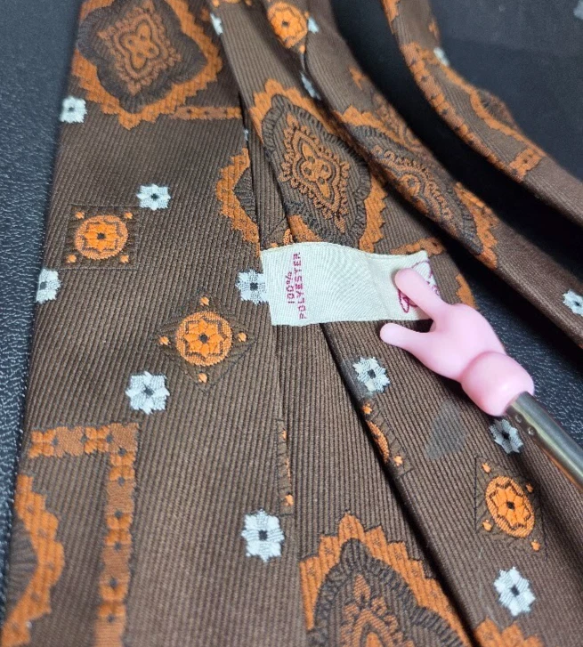 Gravata Riviera Masculina Vintage Poliéster Marrom Laranja Coleção Botânica 55"x3.75" - Imagem 4 de 4