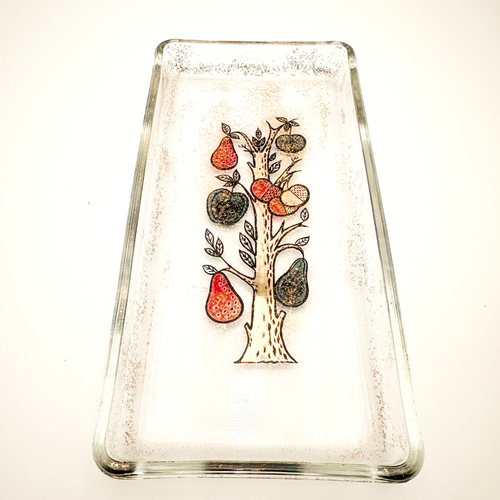Jeannette Glass Co Condiments Set Jam Jars 1940's Fruit Print Lids Tray - Picture 4 of 9