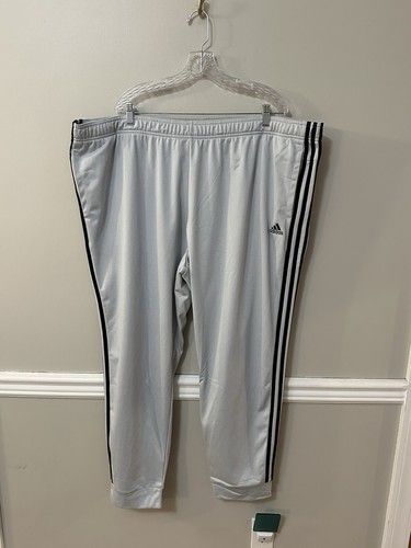Mens Adidas Essentials 3-Stripes Tapered Tricot Pants 4XL Silver Atheltic