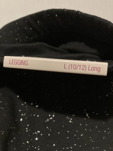 NWT So Favorite Legging L 10 12 Long Hotmelt Black Glitter stretch SR$16 - Picture 6 of 7