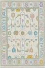 Oushak Hand Knotted Turkish Design Rug living room Cream and Blue Rug