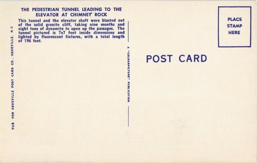 Postcard Entrance to the Tunnel Leading to Elevator Chimney Rock NC Linen Unpost - Picture 2 of 2