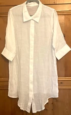 Shein Size L White Semi Sheer Viscose Mix Button Front Beach COVER UP Holiday