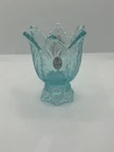 Fenton Aqua Tulip Glass Votive Candle Holder- Fenton Label - 4"