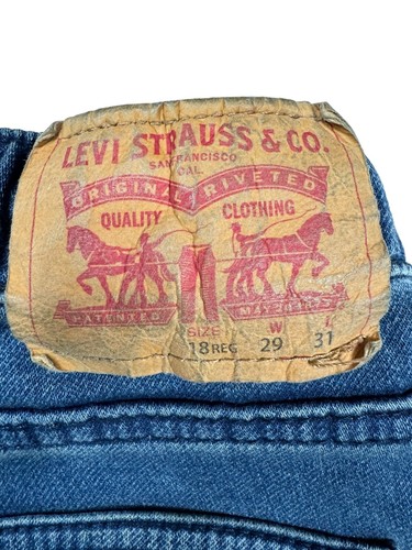 Levi's Youth Jeans Sz 18 Skinny Knit Pull On Elastic Waist Drawstring Blue Denim - Picture 8 of 20