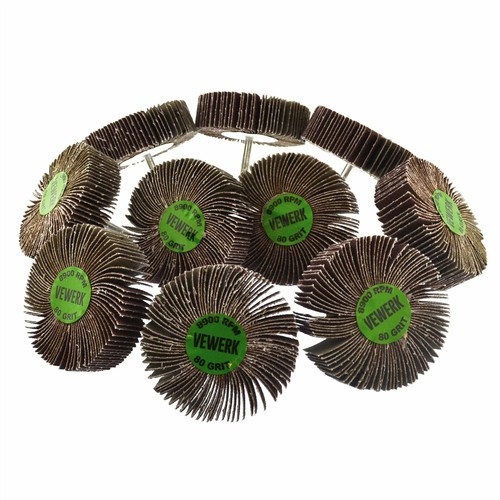 Taladro de lijado abrasivo montado en eje de disco de rueda con solapa 80 mm grano 80 10 piezas AT473 - Imagen 1 de 3