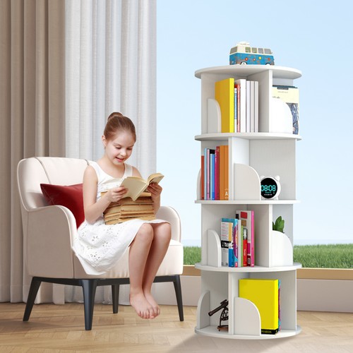 4 Tier 360° Rotating Bookshelf Tower Bookcase Storage Shelf/Display Rack- - Picture 2 of 7