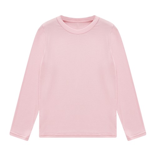 Girl's T-shirt Solid Color Tops Boys Bottoming Shirt Round Neck Kids Underwear - Picture 20 of 74