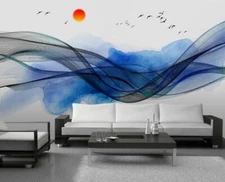 3D Blue Ink Style 5404NA Wallpaper Wall Mural Removable Self-adhesive Fay