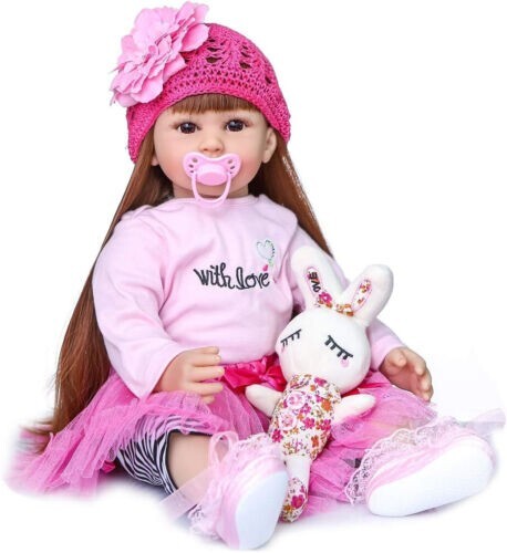 24" Reborn Puppen Baby Vinyl Silikon realistisch weich handgefertigt Neugeborene Puppe Geschenk - Bild 1 von 5