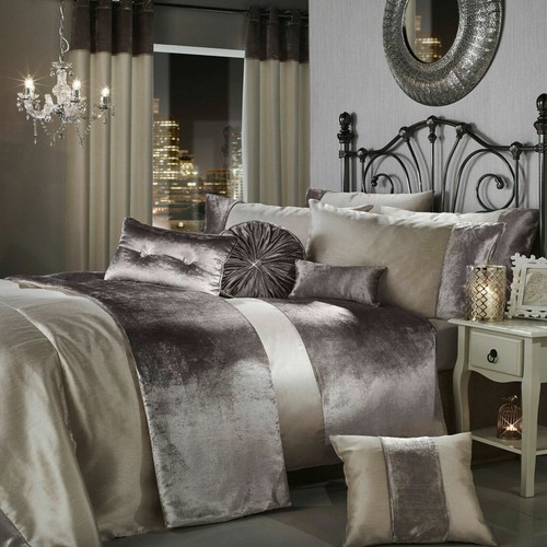 Luxury Crushed Velvet BAND Duvet Cover Quilt Soft Cosy Bedding Set & Pillowcases - Picture 34 of 60