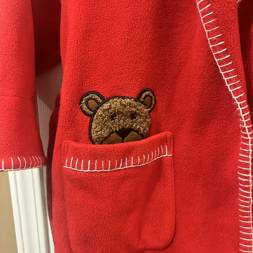 Vintage Gymboree 90s Christmas Winter Bath Robe Kids M/L Stocking, Bear Fleece - Picture 3 of 8