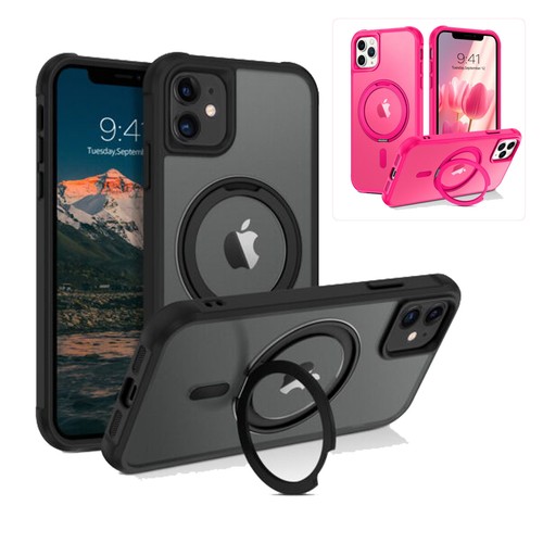 For iPhone 15 14 13 12 11 Pro Max Rotating Stand Magnetic Case Shockproof Cover