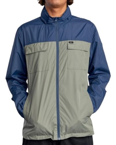 RVCA Baybeaker 2 Jacket Size L Blue Gray Water Repellent Removable Hood Coat NWT - Picture 3 of 12