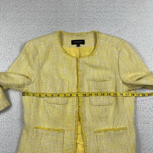 Talbots Jacket Womens 8 Yellow Blazer Pockets Academia Workwear Business Casual - 第 9/12 張圖片