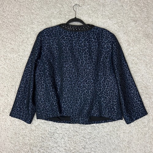 Chicos Blazer Chico's 3 Size XL Blue Black Old Money Career Business Shimmer - Picture 6 of 7