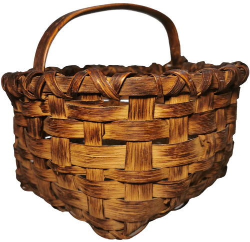 ANTICA PRMTV SM 10"D HNDLD TESSUTO NERO FRASSINO NERO METÀ-FINE XIX SECOLO CESTO BACCHE - Foto 2 di 15