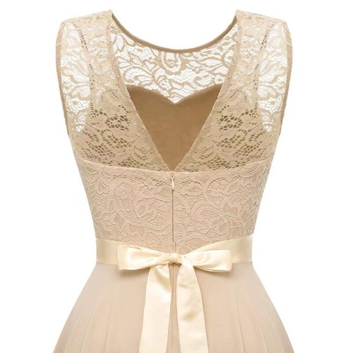 Women Floral Lace Dress Bridesmaid Dress Cocktail Dresses Mid-length - Picture 7 of 32