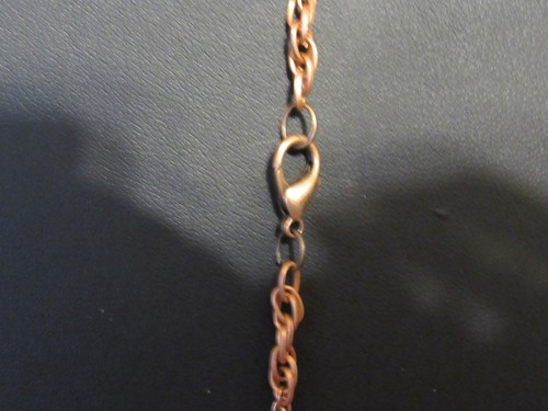 Natural Gemstone Green Copper Turquoise Pendant Necklace 22" Copper Chain - Picture 3 of 3