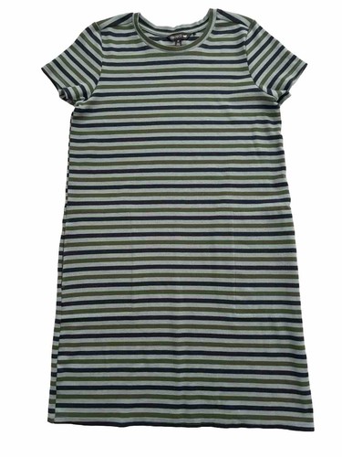 Toad & Co. Short Sleeve Striped Blue Green Windmere ll Dress with Pockets Medium - Picture 2 of 7
