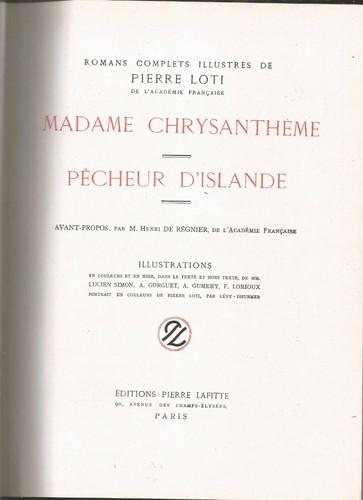 Madame Chrysantheme / Fischer aus Island - Loti - Lafitte - Bild 1 von 2