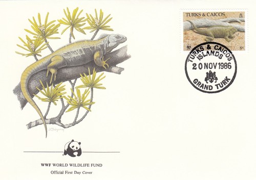 (141102) Reptiles Lizards WWF Turks and Caicos FDC #1 1986