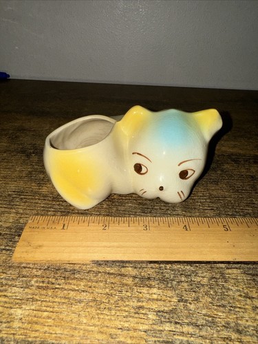 Vintage Puppy dog or cat ceramic planter vintage from the 1960's handpainted - Picture 3 of 3