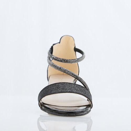 Sandali eleganti bambina argento tacco a blocco - scarpe con cinturini incrociati strass - Foto 16 di 30