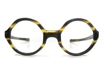 Vintage Round 60s Striped Dark Tortoise Glasses Eyeglasses or Sunglasses Frame