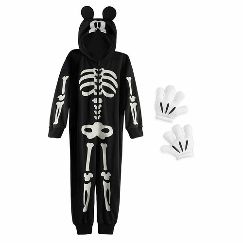 Disney Store Mickey Mouse Glow-in-the-Dark Skeleton Costume for Kids Size 3 NEW - 第 3/3 張圖片