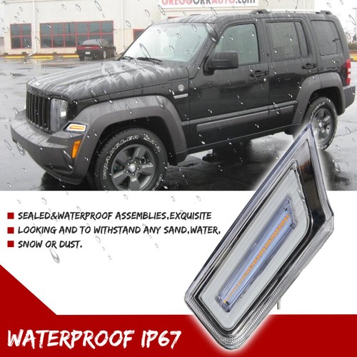 2X Clear Switchback LED Front Parking Turn Signal Lights For 08-12 Jeep Liberty - Picture 5 of 12