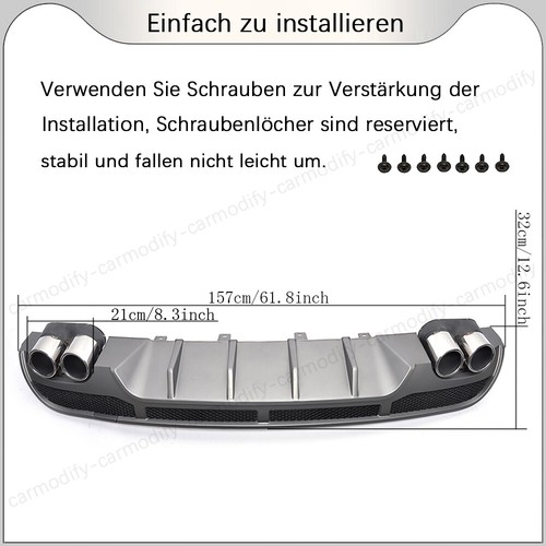 Difusor trasero para Benz Clase M W166 2011-2015 PP faldón trasero labio embellecedores de escape - Imagen 3 de 8