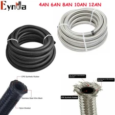 Nylon & Stainless Steel Braided Fuel Hose Oil Gas Air Line AN4/AN6/AN8/AN10/AN12