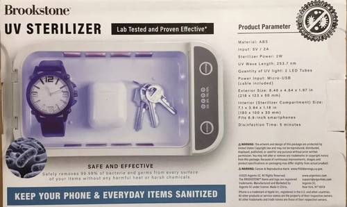 New Brookstone UV Sterilizer Universal Smartphone Charger iPhone Android - Picture 3 of 7
