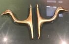 2 Vintage Solid Brass Cast Duck Goose Head Wall Mount Coat Bag Hat Hooks