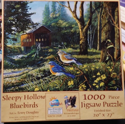 SunsOut 500-1000pc Jigsaw Puzzles Lot 6 Christmas Polar Bears Bluebirds Hallowee - Picture 3 of 6