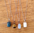 Rounded Edges Cuboid Crystal Natural Stone Necklace Pendant Tiger's Eye UK