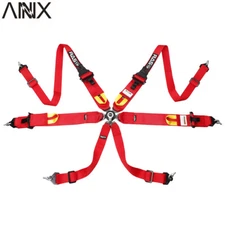 New RASTP 2" + 3"  6-Point Seat Belt Retractable Seat Belts Red Universal