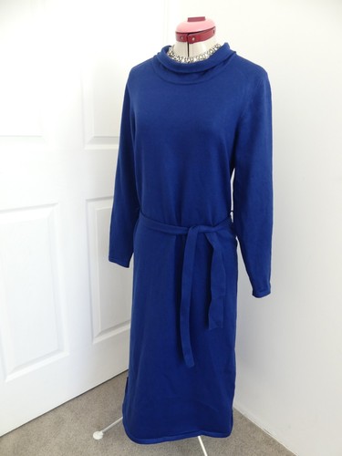 W LANE Blue Jumper DRESS Size M Aus 14 BNWOT Belt Knit Long Sleeves Stretch - Picture 5 of 6