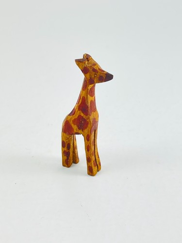 Vintage Hand Carved Wood Wooden Giraffe Figure Figurine Type Case Size 2.5"T L4 - Picture 4 of 5